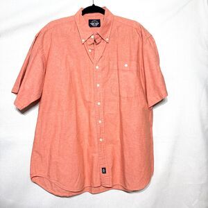 Vintage Docker's Button Down Shirt Men's Short Sleeve Orange 100% Cotton - L